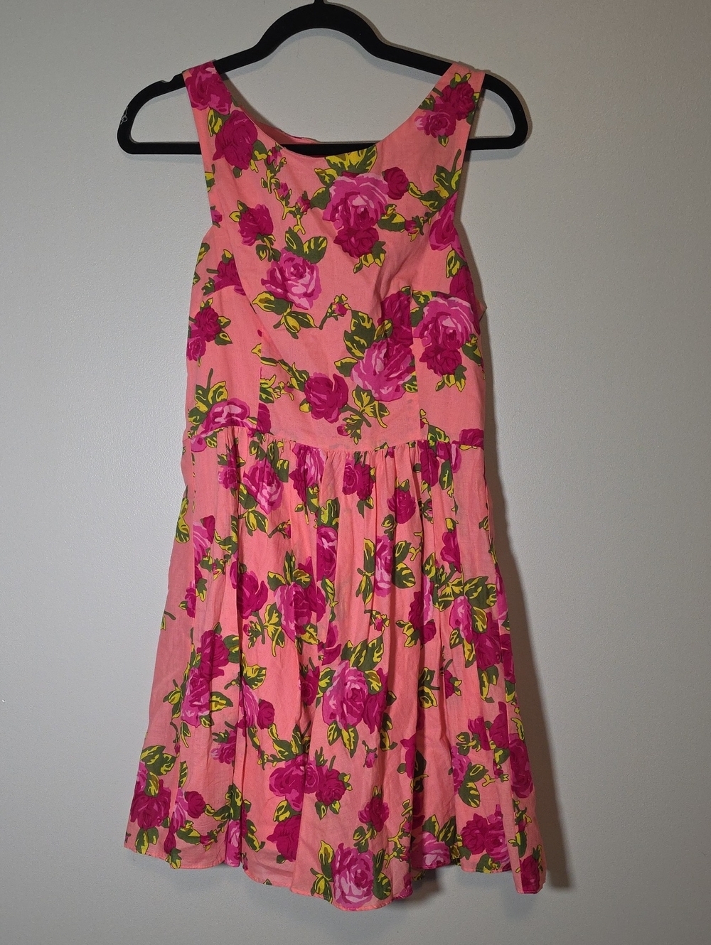 Betsey Johnson Pink Coral Rose Floral Sleeveless Midi Dress